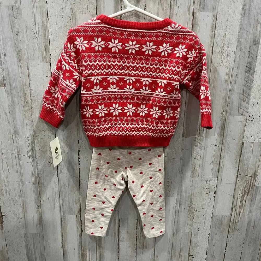 New! Tucker + Tate Holiday Christmas Red Jacquard Sweater & Pants Set 9 Months